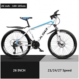 Qinmo Mountain Bike Qinmo Bicycle 26'' Men's Country Mountain Bikes, High-carbon Steel Hardtail Mountain Bike, Adult Mountain Bicycle with Adjustable Seat, 21 / 24 / 27 / 30 Speed, Size:27 speed, Colour:White Blue