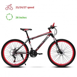 Qinmo Bike Qinmo Bicycle Adult Mountain Bike 26 inch, Hardtail Mountain Trail Bike High Carbon Steel Outroad Bicycles, 21 / 24 / 27-Speed Bicycle MTB ?Gears Dual Disc Brakes Mountain Bicycle, Size:27speed, Colour:Bl