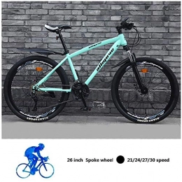 Qinmo Mountain Bike Qinmo Bicycle Adult Mountain Bikes 26 Inch, Mountain Off-Road Bike High Carbon Steel, 21 / 24 / 27 / 30 Speed Dual Disc Brake Mountain Bike, With Front Suspension Adjustable Seat, Size:30 speed, Colour:Silve