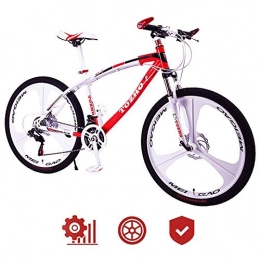 Qinmo Bike Qinmo Trafficker 26 inch Adult Mountain Bike, High-carbon Steel Mountain Bikes, 24 inch 21 / 24 / 27 Variable Speed Shock Absorber Bikes, Off-road Dual Disc Brake Bicycle (Color : 26in, Size : 27speed)
