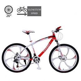 Qinmo Bike Qinmo Trafficker Adult Mountain Bikes 26 in, Carbon Steel Mountain Bike, with Front Suspension Adjustable Seat, 21 / 24 / 27 / 30 Speed ?Gears Dual Disc Brakes Mountain Bicycle