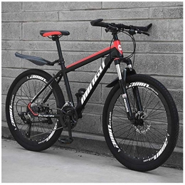 Qinmo Mountain Bike Qinmo Trafficker Mountain Bike 26 Inches, Double Disc Brake Frame Bicycle Hardtail with Adjustable Seat, Country Men's Mountain Bikes 21 / 24 / 27 / 30 Speed (Color : Black Red, Size : 27 speed)