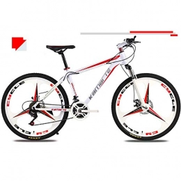 Qj Bike Qj Mountain Bike High-carbon Steel Frame Suspension MTB Bike Speeds 26 inch 3-Spoke Wheels with Double Disc Brake, Red, 27Speed