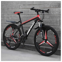 Qj Mountain Bike Qj Mountain Bikes, 26 Inch High-carbon Steel Hardtail Mountain Bike, Mountain Bicycle with Front Suspension Adjustable Seat, BlackRed, 30speed