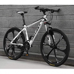 Qj Bike Qj Unisex 26 Inch Integral Wheel High-Carbon Steel Suspension Mountain Bike Speed Double Disc Brake Bike, Blackwhite, 27Speed