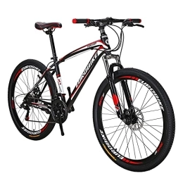 QQW Bike QQW Mountain Bike, 21 Speed Dual Disc Brake for Mens Front Suspension Bicycle / Red