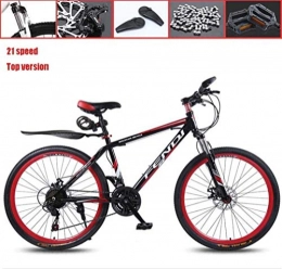 QZ Mountain Bike QZ 26 Inch 21 Speed Adult Mountain Bike, Double Disc Brake Cruiser Bikes, Beach Snowmobile Bicycle, Double-layer Aluminum Alloy Wheels (Color : Red, Size : Deluxe Edition)