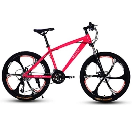 Relaxbx Mountain Bike Relaxbx Mountain Bike 21 / 24 / 27 Speed Double Disc Brake Male And Female Students Oneness Wheel Variable Speed Outdoor Cross Country Bicycle High Carbon Steel 26 Inch, Pink, 24 Speed