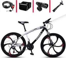 Relaxbx Bike Relaxbx Mountain Bike Male And Female Double Disc Brake Off-Road Racing 26 Inch / 27-Speed Light Adult Cross Country Bicycle, Black, 24 INCH