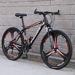 RICHLN Shimanos 21 Speed Bicycle Full Suspension Mtb Bikes,Folding Mountain Bike,High Carbon Steel City Bicycle Dual Disc-brake For Men Women Black/red 24",21 Speed