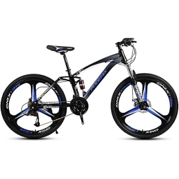RSDSA Bike RSDSA 26-Inch Mountain Bike with 24 / 27 / 30 Speeds, All-Terrain Bike with Full Suspension Double Disc Brakes, Adjustable Seat for Dirt, Sand, Snow, Road Bike for Adults for Men, Blue, 27speed