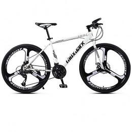 RSJK Mountain Bike RSJK Adult mountain bike Cross-country racing bicycle 26 inch 30 speed front and rear disc brakes one wheel white@3 knives - white_26 inch 30 speed