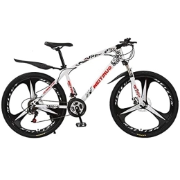 SABUNU Mountain Bike SABUNU Men's Mountain Bike 26-Inch Wheels With Suspension Fork 21 / 24 / 27-Speed With Double Disc Brake For Boys Girls Men And Wome(Size:21 Speed, Color:White)
