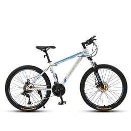 SANJIANG Bike SANJIANG Adult Mountain Bike, With 26 Inch Wheel High-carbon Steel Frame Bicycle With Dual Disc Brakes Front Suspension Fork For Men, White-24in-24speed
