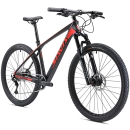 SAVADECK Bike SAVADECK Flamme1.0 Carbon Mountain Bike 27.5" / 29" Carbon Fiber Frame Hardtail Mountain Bicycle Ultralight XC MTB with 12 Speed Shimano Deore M6100 Drivetrain (Black Red, 27.5 * 19'')