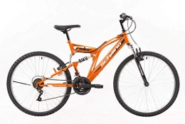 Schiano Bike Schiano Rider 26 Inch MTB Fully Youth Bike Mountain Bike 18 Speed Boys Girls Bike Full Suspension, Orange