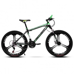 SEMOPAWA 24 Inch Mountain Bike, High-Carbon Steel Hardtail Mountain Bike, Double Disc Brake And Full Suspension, 21 Speed,Black,Green,24 inches