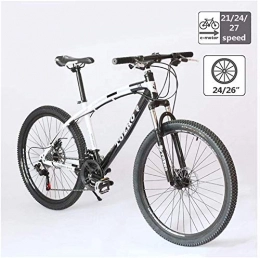 Shirrwoy Mountain Bike Shirrwoy 24" 26" Mountain Bike for Adult, 21 / 24 / 27-Speed High-carbon Steel Hardtail with Adjustable Seat, Suspension Fork Disc Brake Men's Mountain Bikes, 24 Inch, 24 speed