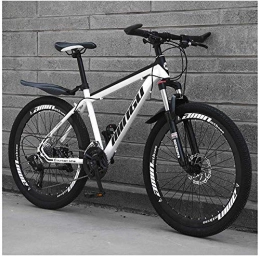 Shirrwoy Bike Shirrwoy 26" Hardtail Mountain Bike, Double Disc Brake Frame Bicycle with Adjustable Seat, Country Men's Mountain Bikes 21 / 24 / 27 / 30 Speed, Black White, 27 speed