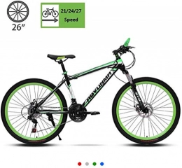 Shirrwoy Bike Shirrwoy 26in Mountain Bike, Double Disc Brake High Carbon Steel Frame Mountain Bikes, Outdoor Cycling 21 / 24 / 27 Speed, Men And Women Sports Bicycle Multiple Colors, Green, 21 speed