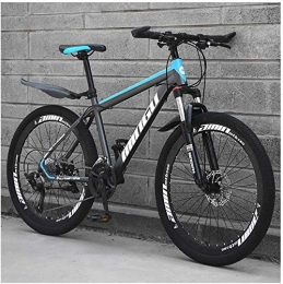Shirrwoy Bike Shirrwoy Mountain Bike 26 Inches, Double Disc Brake Frame Bicycle Hardtail with Adjustable Seat, Country Men's Mountain Bikes 21 / 24 / 27 / 30 Speed, Gray Blue, 21 speed