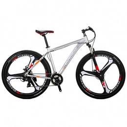 sl Mountain Bike SL Eurobike Mountain Bike X9 21 Speed 29 Inches 3-Spoke Wheels Dual Suspension Bicycle (Silver)
