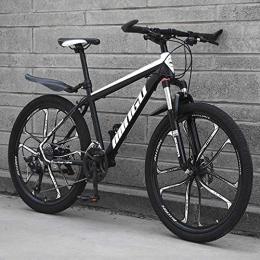  Bike Stylish Variable Speed Mountain Bike 21 / 24 / 27 / 30 Speed Carbon steel Frame 24 Inches 10-Spoke Wheels MTB Damping Bicycle, Black, 27 Speed
