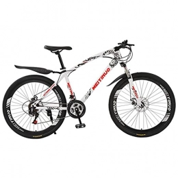 T-Day Bike T-Day Mountain Bike Mountain Bikes 21 / 24 / 27 Speed Dual Disc Brake 26 Inches Spoke Wheels Bicycle Carbon Steel Frame With Suspension Fork(Size:27 Speed, Color:White)