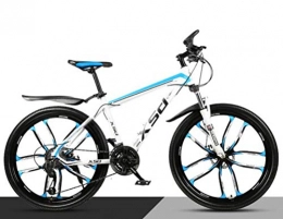 Tbagem-Yjr Bike Tbagem-Yjr Mountain Bike 26 Inch Shock Absorption High-Carbon Steel Variable Speed, City Road Bicycle (Color : White blue, Size : 30 speed)