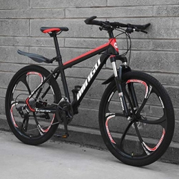 Tbagem-Yjr Bike Tbagem-Yjr Mountain Bike High Carbon Steel Frame Disc Brakes Shock Absorption Adult Bicycle Racing (Color : Black red, Size : 27 Speed)