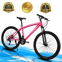 TBAN Mountain Bike TBAN High Carbon Steel, Mountain Bike, Unisex Bicycle, Pink Variable Speed Bicycle, Mechanical Disc Brake, 3 Speed Options, 24speed