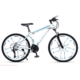 TBNB Mountain Bike TBNB 24 / 26 Inch Adult Mountain Bike, 21-30 Speed Men's Women's Offroad City Road Bicycle, Double Disc Brakes and Suspension Forks, White (White 26inch / 21Speed)