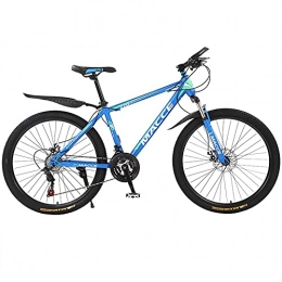 TBNB Bike TBNB 24 / 26 Inch Mountain Bikes, 21-27 Speed Suspension Fork MTB, Steel Frame Road Bicycle with Dual Disc Brake for Men and Women (Blue 24inch / 24Speed)