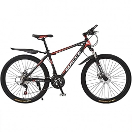 TBNB Mountain Bike TBNB 24 / 26 Inch Mountain Bikes, 21-27 Speed Suspension Fork MTB, Steel Frame Road Bicycle with Dual Disc Brake for Men and Women (Red 24inch / 27Speed)