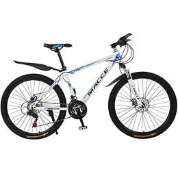 TBNB Mountain Bike TBNB 24 / 26 Inch Mountain Bikes, 21-27 Speed Suspension Fork MTB, Steel Frame Road Bicycle with Dual Disc Brake for Men and Women (White 24inch / 24Speed)