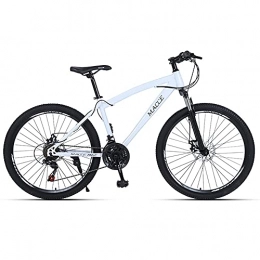 TBNB Bike TBNB Hardtail Mountain Bike, Youth Adult Men Women Road Bicycles, 21-30Speeds Options, Lightweight Steel Frame, Double Disc Brake and Suspension Fork (White 26inch / 27Speed)