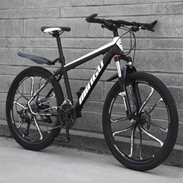 WJSW Mountain Bike Ten-knife Wheel Hardtail Mountain Bikes, Dual Suspension Mountain Bicycle Unisex (Color : Black white, Size : 27 Speed)