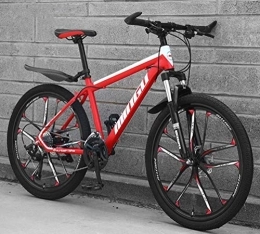 WJSW Mountain Bike Ten-knife Wheel Hardtail Mountain Bikes, Dual Suspension Mountain Bicycle Unisex (Color : Red, Size : 30 Speed)