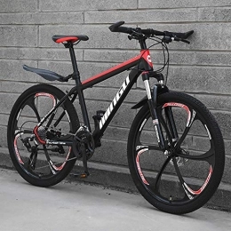 TOPYL Bike TOPYL 26 Inch Men's Mountain Bikes, High-carbon Steelhardtail Mountain Bike, City Bike, Mountain Bicycle With Front Suspension Adjustable Seat Black / red - 6 Spoke 21 Speed