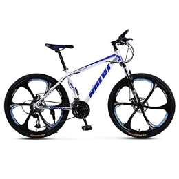 TOPYL Bike TOPYL Mountain Bike, 24 / 26 Inchdouble Disc Brake Hard-tail City Bike, Mountain Bicycle With Thickened Carbon Steel Frame, 6 Cutters Wheel White / blue 26", 30 Speed