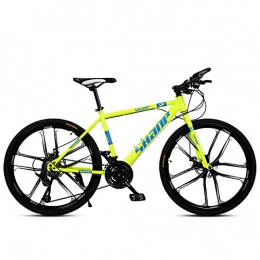 FJW  Unisex Hardtail Mountain Bike High-carbon Steel Frame 26inch 10-Spoke Wheels MTB Bike 21 / 24 / 27 / 30 Speeds with Disc Brakes, Yellow, 30Speed