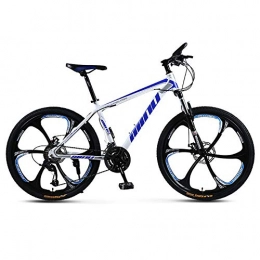 FJW Bike Unisex Mountain Bike, 26" inch 6-Spoke Wheels High-carbon Steel Frame, 21 / 24 / 27 / 30 speed Adjustable MTB Bike With Disc Brakes and Suspension Fork, White, 21Speed