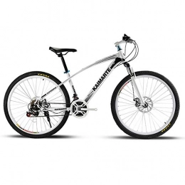 FJW Mountain Bike Unisex Suspension Mountain Bike 24 Inch High-carbon Steel Frame 21 / 24 / 27 Speed with Disc Brakes, White, 24Speed