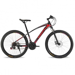 FJW Mountain Bike Unisex Suspension Mountain Bike 26 Inch High-carbon Steel Frame 21 / 24 / 27 Speed with Disc Brakes, Red, 24Speed