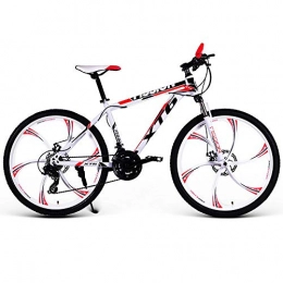 VANYA Mountain Bike VANYA 24 Speed Variable Speed Mountain Bike 24 / 26 Inch Commuting Cycling Double Disc Brakes Shock Absorption Unisex Bicycle, Whitered, 24inches