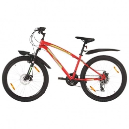 vidaXL Mountain Bike vidaXL Mountain Bike 21 Speed 26 inch Wheel 42 cm Outdoor Sporting Good Cycling Bike Men Women Junior Adult Bicycle Disc Brakes Red