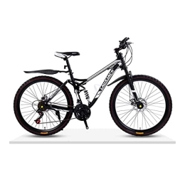VIIPOO Lightweight Carbon Fiber Soft Tail Full Suspension Mountain Bike,21/24/27/30 Speed, 24/26 Inch Wheel,Dual Disc Brake Bike for Men Womens Adult Bicycle,24‘’Black-30 Speed