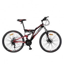 W&TT Mountain Bike W&TT 24 Speeds Off-road Bicycle 24 / 26Inch Adults Dual Disc Brakes Mountain Bike Soft Tail High Carbon Steel Shock Absorber Commuter Bicycle Citybike, Black, 24Inch