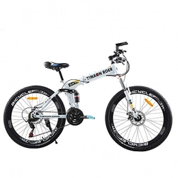 W&TT Mountain Bike W&TT Adult 26 Inch Folding Mountain Bike High Carbon Steel Soft Tail 24 Speed Off-road Bicycle with Dual Disc Brake and Shock Absorber Front Fork, White