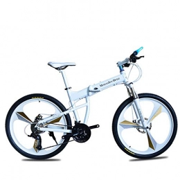 W&TT Bike W&TT Adults 26 Inch Folding Mountain Bike 21 / 27 Speeds Off-road Bike 17" Aluminum Alloy Frame Bicycles with Suspension Shock Absorber and Disc Brake, White, 21S